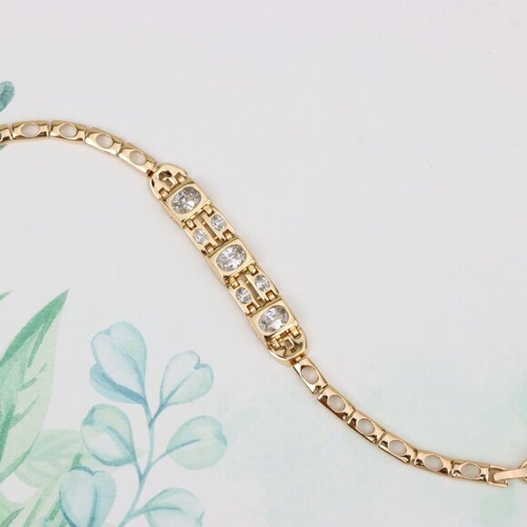 "Elegant Rose Gold Bracelet with Oval Crystal Accents, XPBL0937 - Picture 3 of 12